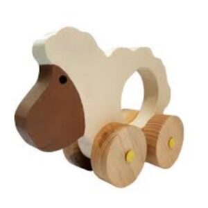 Wooden Sheep Push pull Toy – Handmade Rolling Animal Toy for Toddlers