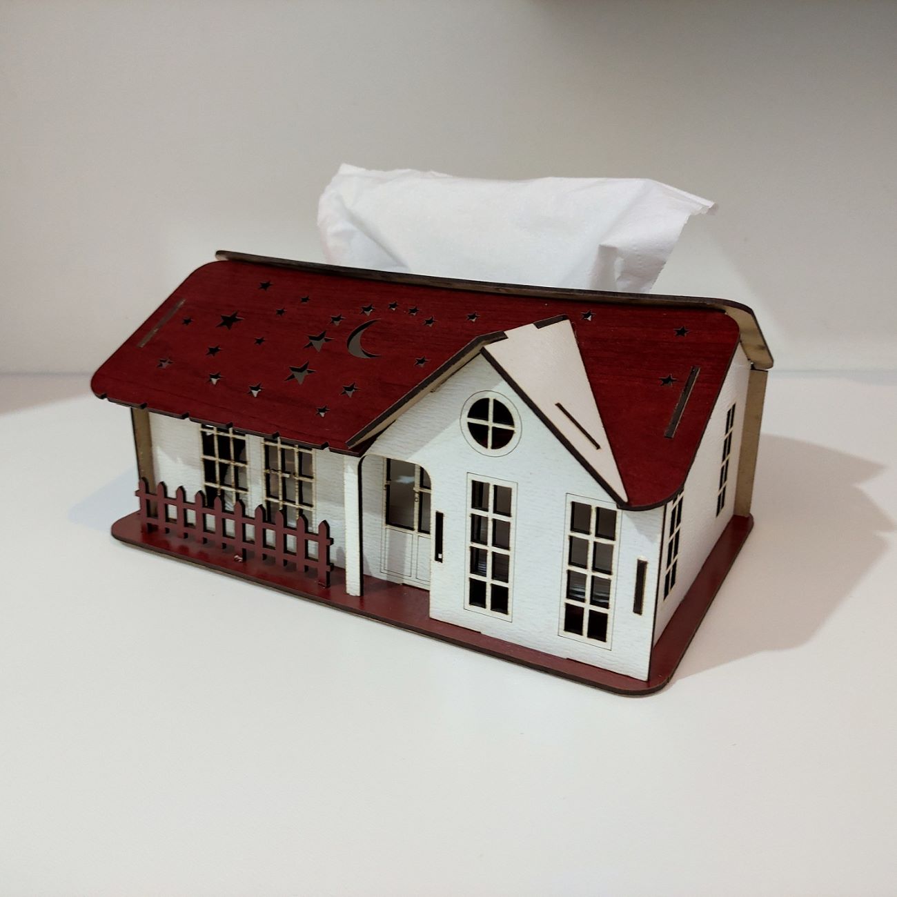 Creative Wooden Tissue Cover – House Style Design