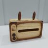 Wooden Tissue Cover with Vintage TV Design
