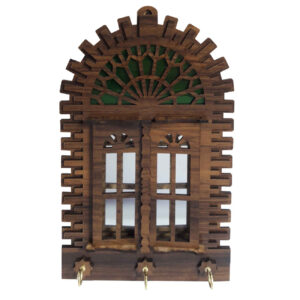 Solid Wood Mirror Key Organizer with Hooks – Decorative and Practical Wall Hanging for Home