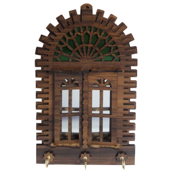 Solid Wood Mirror Key Organizer with Hooks – Decorative and Practical Wall Hanging for Home