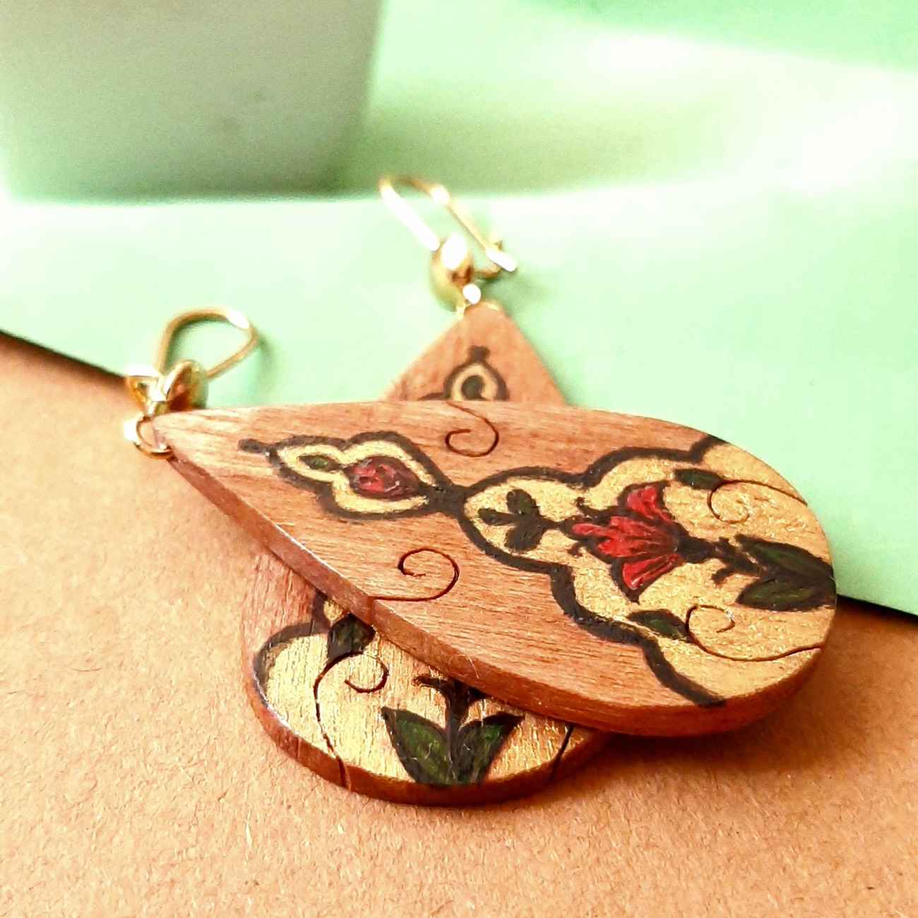 Artisan Wooden Dangle Earring – Jewelry for Bohemian Chic Look