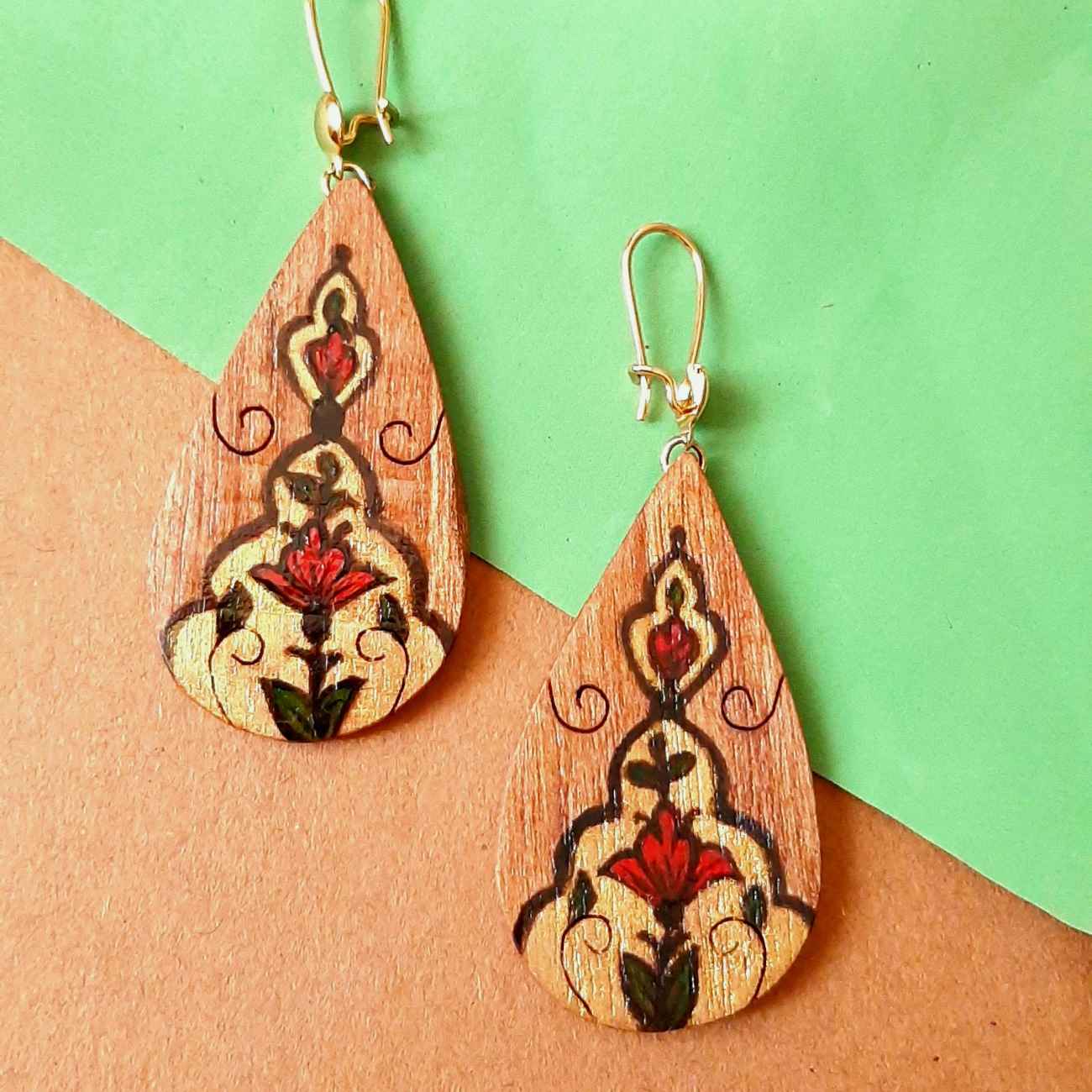 Artisan Wooden Dangle Earring – Jewelry for Bohemian Chic Look