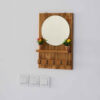 Brown Wooden Mirrored Key Holder - Stylish Wall Organizer for Entryway and Hallway