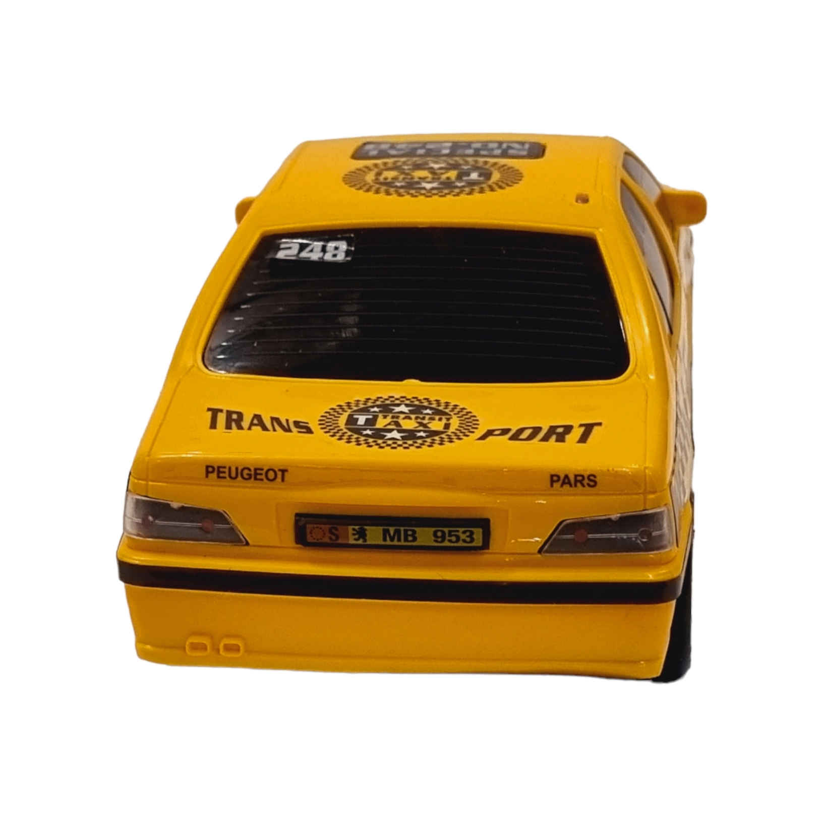 Classic Iranian Taxi Toy – Peugeot Pars Model with Lights in Yellow