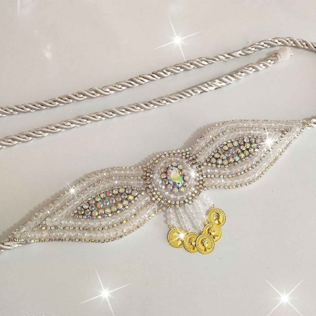Crystal Pearl Kurdish Jewelry Belt - Elegant, Handcrafted & Unique for Wedding