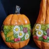 Decorative Pumpkin Set, Sanded Polyresin with Two Lids – Suitable for Autumn Display (Set of 2)