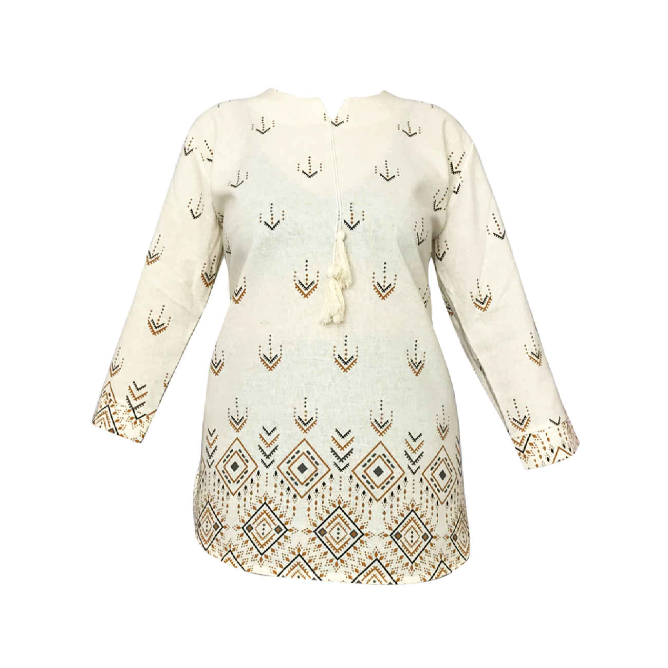 Elegant Cream Manto with Stunning Rhombus Design