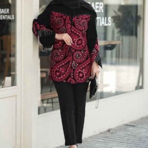 Elegant Iranian Manto Set with Traditional Boteh Jeghe Pattern – Timeless Persian Style