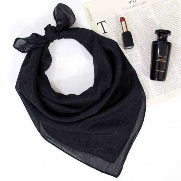 Elegant Shiny Black Mini Headscarf – Perfect Touch of Sophistication