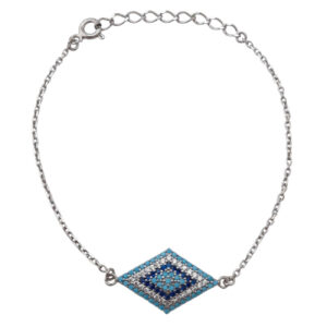 Elegant Women’s Silver Bracelet – Suitable for Gift with Blue Evil Eye Charm