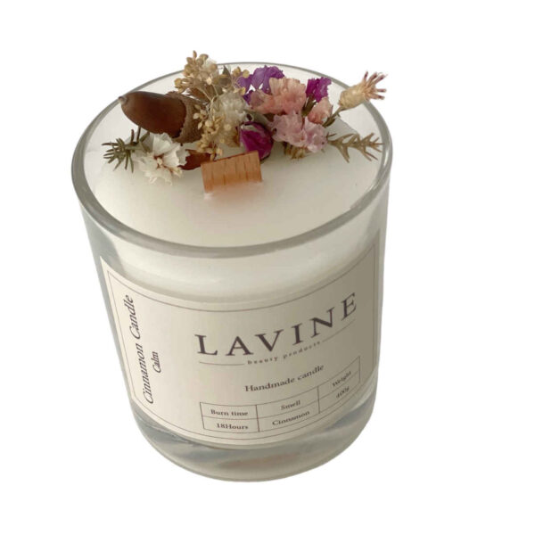 Flower and Cinnamon White Candle – A Touch of Nature, A Hint of Warmth (1)