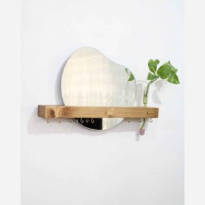 Geometric Mirror Key Hanger – Wood-Based Wall Organizer with a Modern Twist