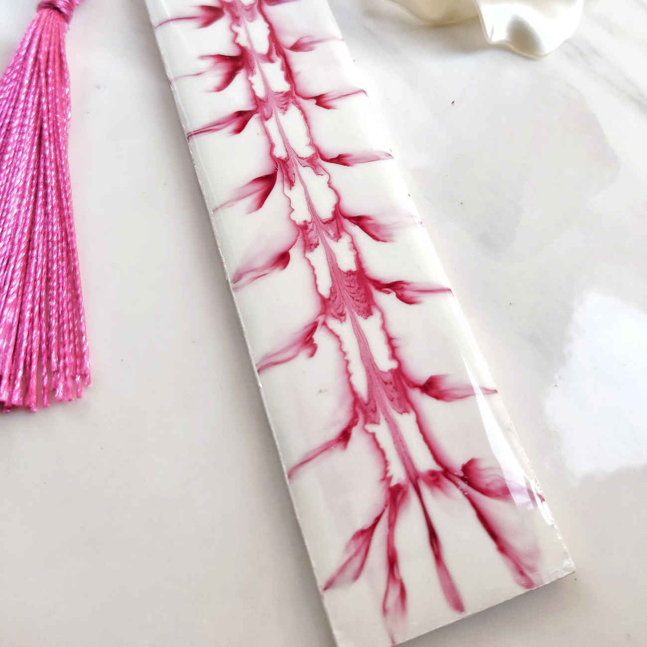 Gorgeous White & Pink Handmade Bookmark – Thoughtful Gift for Readers, Writers & Journaling Fans