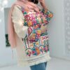 Hand-Embroidered Linen Blazer-Style Manto – for Every Occasion with Geometric Design