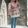Hand-Embroidered Linen Blazer-Style Manto – for Every Occasion with Geometric Design