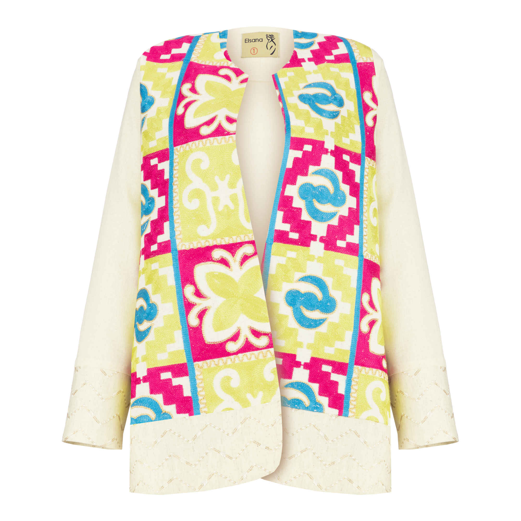Iranian Manto Perfect for Warm Weather Comfort & Style in Cream Geometric Design