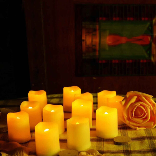 LED Flameless Candle – Battery Powered, Flame-Free and Mess-Free – Elegant Ambient Decor (12x)