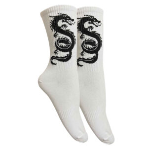 Long Stem Socks with Black Dragon Pattern – Stylish & Comfortable