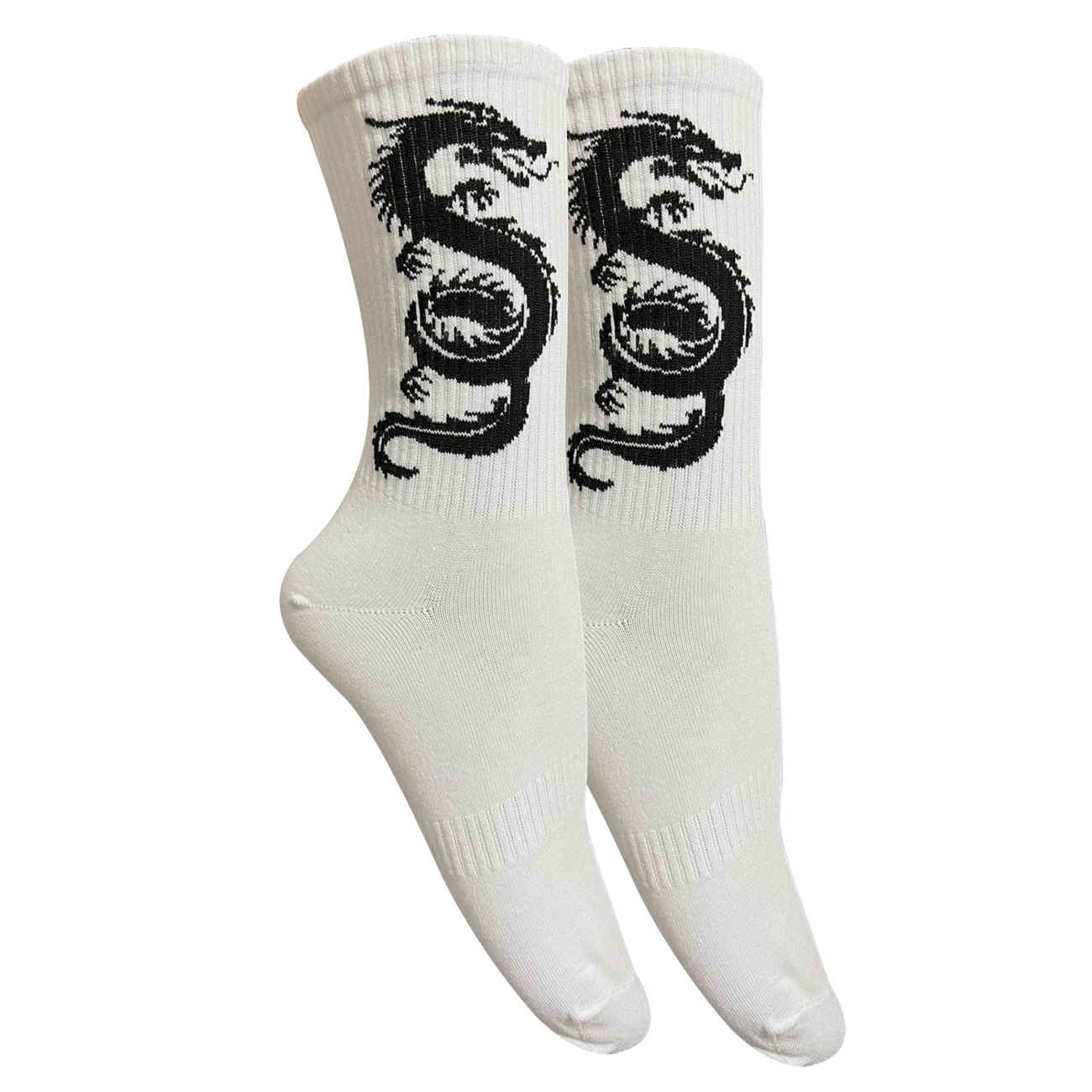 Long Stem Socks with Black Dragon Pattern – Stylish & Comfortable