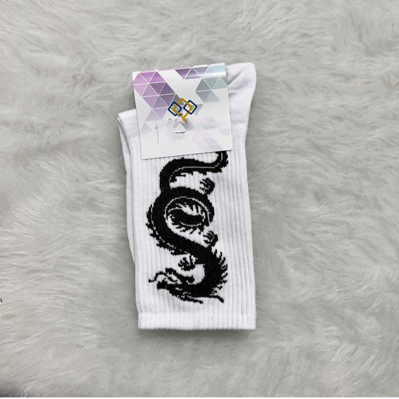 Long Stem Socks with Black Dragon Pattern – Stylish & Comfortable