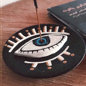 Minimalist Evil Eye Incense Holder – Aesthetic & Energetic Balance in Black