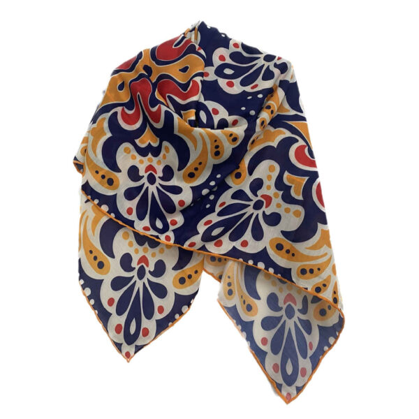 Navy Blue Scarf With Gorgeous Floral Design -Timeless Style for Every Season