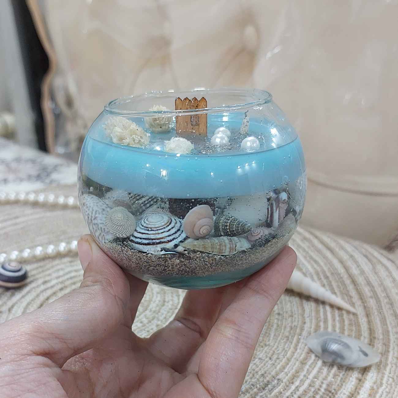 Ocean-Inspired Blue Candle – Aesthetic Design for Home Decor