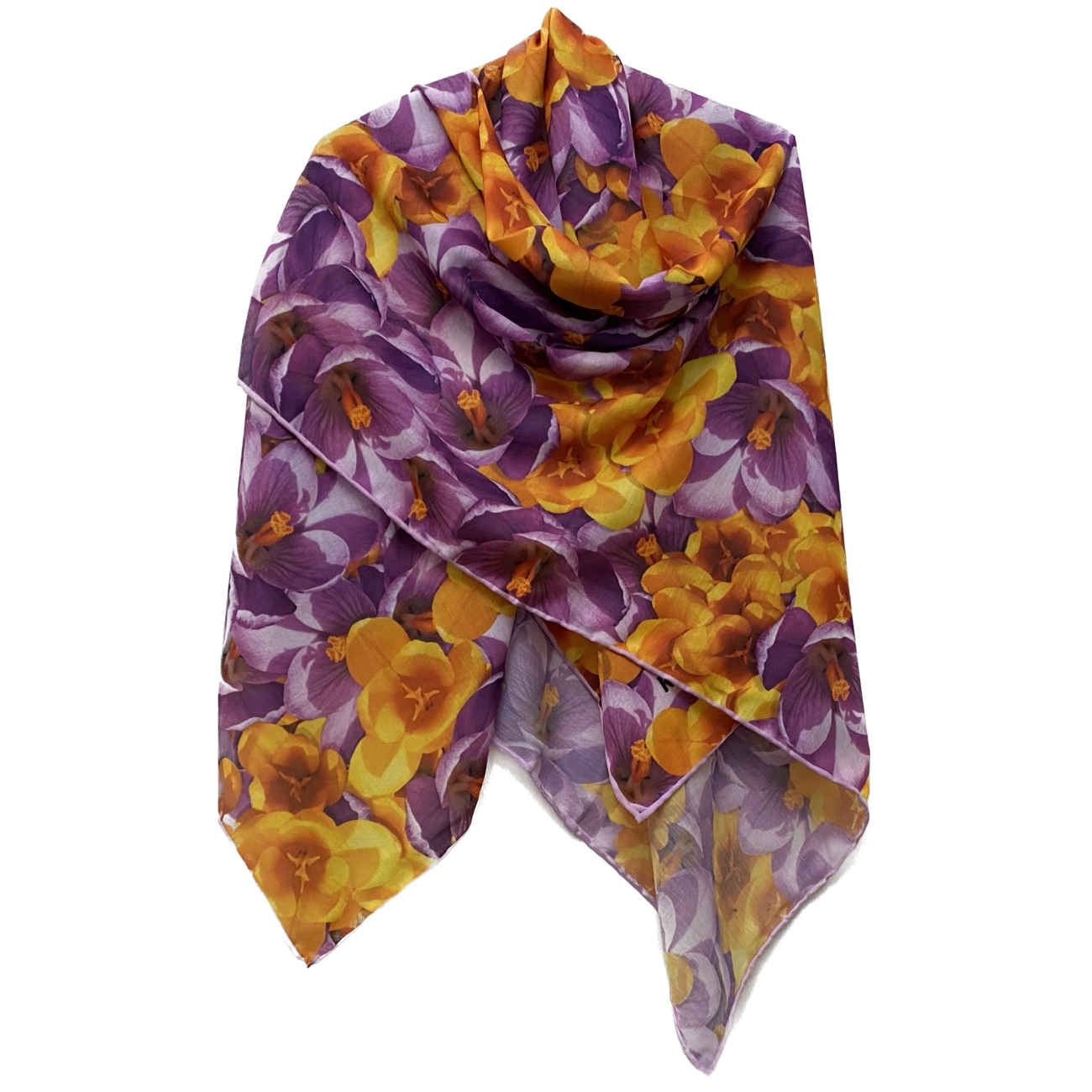 Purple Four Seasons Cotton Scarf - With A Very Beautiful Floral Design