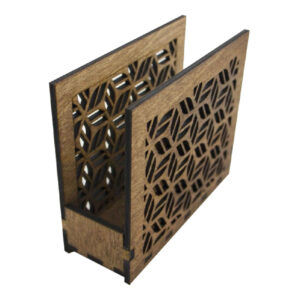 Rustic Wooden Tissue Holder – Suitable for Home Decor with Geometric Design
