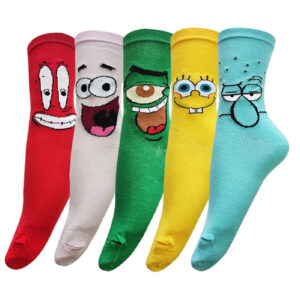 SpongeBob & Friends Long Stem Socks – Fun Cartoon Vibes (x5)
