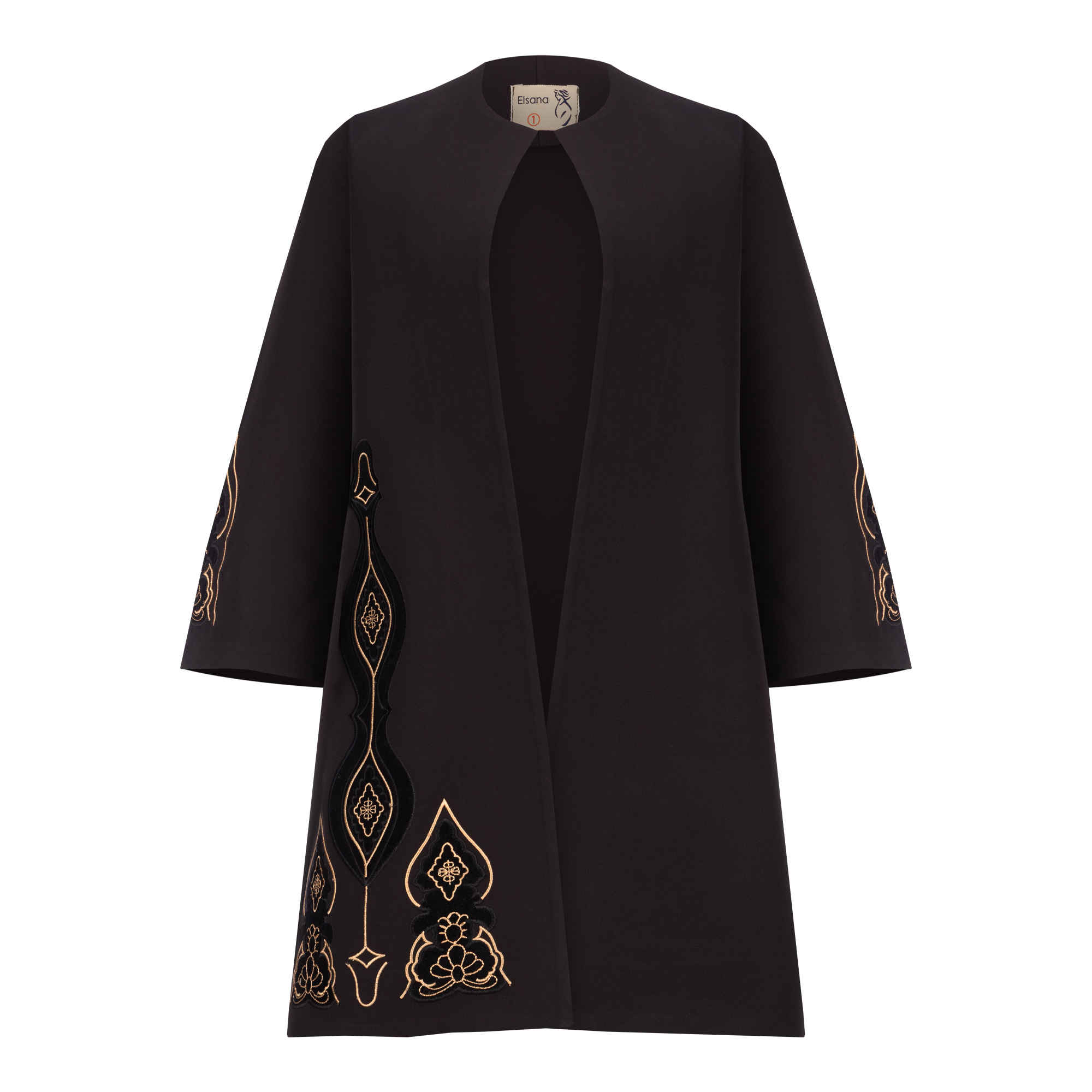 Stylish Crepe Maserati Iranian Manto With Embroidered Sleeves, Suitable for All Seasons