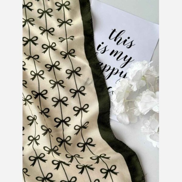 Stylish Mini Headscarf – Cream Foundation & Colorful Bow Detail