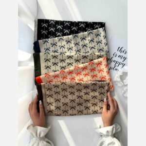 Stylish Mini Headscarf – Cream Foundation & Colorful Bow Detail