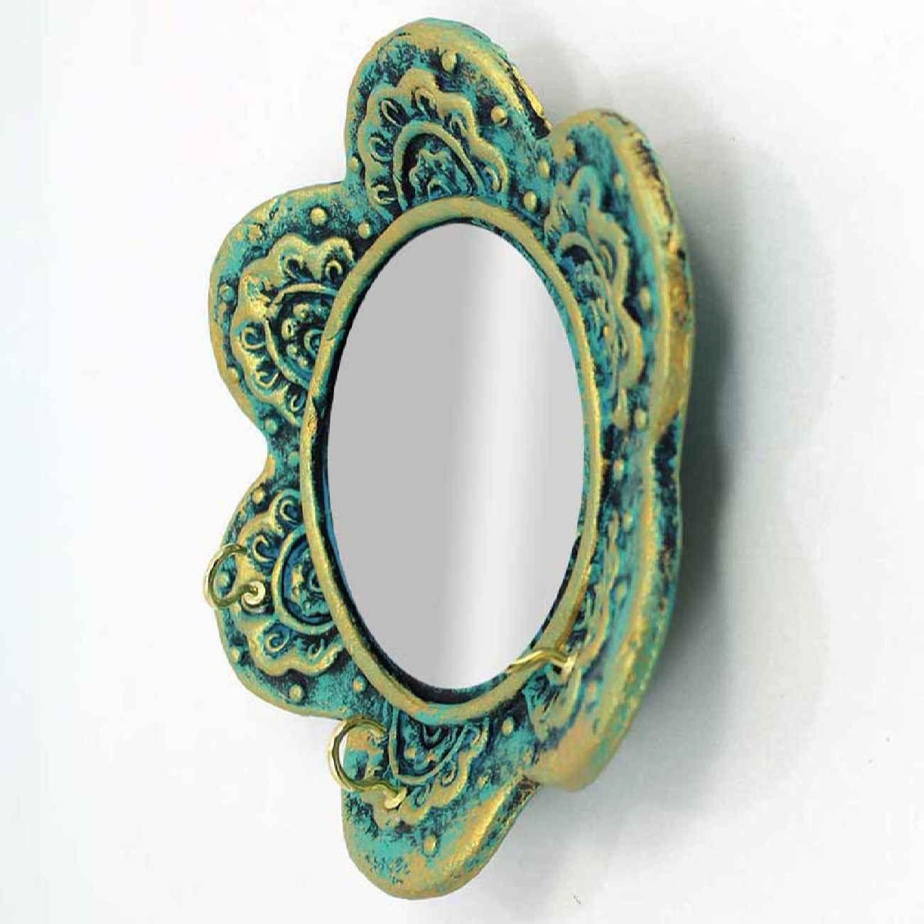 Traditional Ceramic Mirror Key Rack – Decorative & Functional Entryway Piece