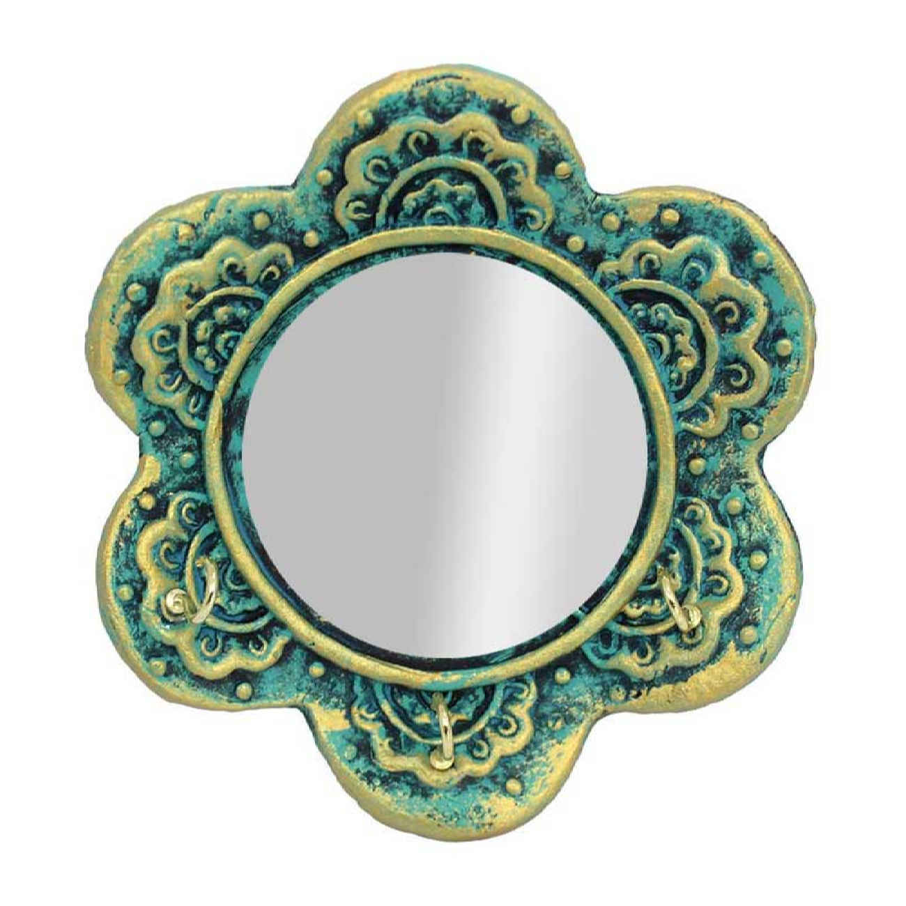 Traditional Ceramic Mirror Key Rack – Decorative & Functional Entryway Piece