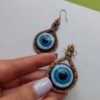 Unique Wooden Earring from Natural Material - Lightweight & Chic with Evil Eye Design