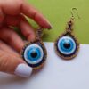 Unique Wooden Earring from Natural Material - Lightweight & Chic with Evil Eye Design