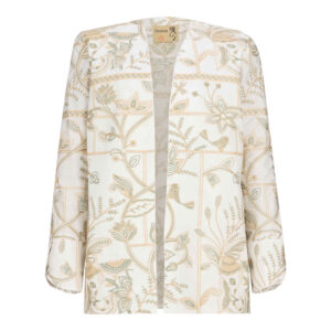 Women’s Blazer-Style Manto, V-Neckline Style, Ideal for Ceremony in Cream