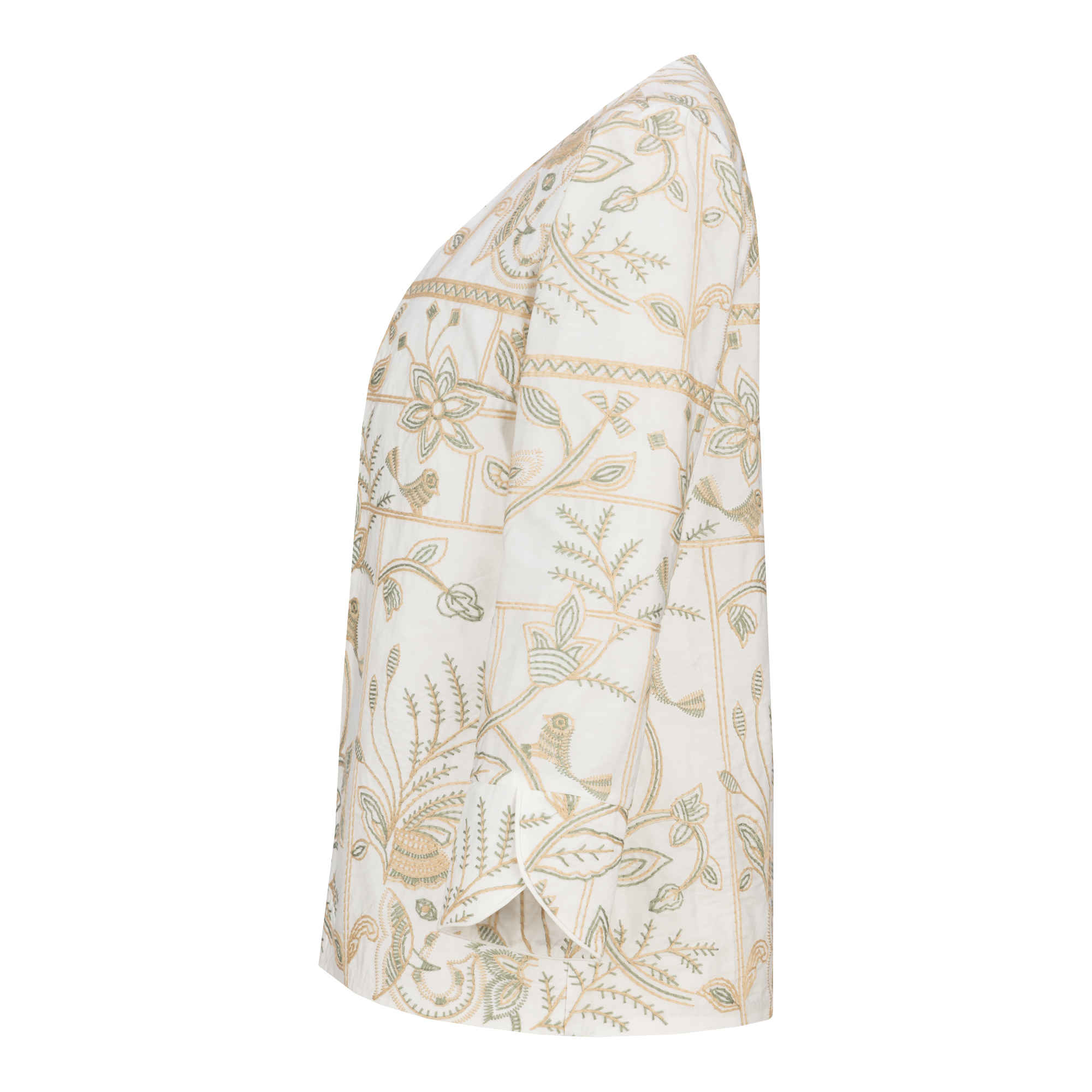 Women’s Blazer-Style Manto, V-Neckline Style, Ideal for Ceremony in Cream