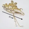 Women's Hair Claw – Metal Five-Petal Flower Design with Dangle Charm