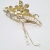 Women's Hair Claw – Metal Five-Petal Flower Design with Dangle Charm