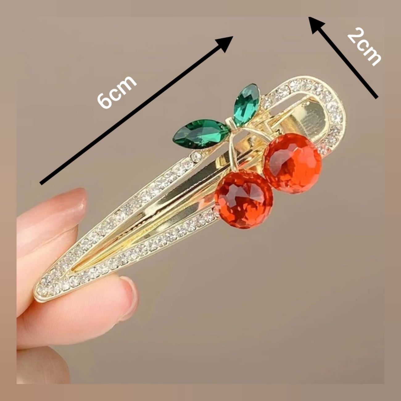 Women’s Hair Clip – Formal Rhinestone Cherry Design, Set of 2