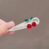 Women's Hair Clip – Formal Rhinestone Cherry Design, Set of 2
