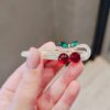 Women's Hair Clip – Formal Rhinestone Cherry Design, Set of 2