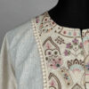 Women's Linen Manto, Hand-Embroidered with Sequins, Indian Style in Cream