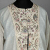 Women's Linen Manto, Hand-Embroidered with Sequins, Indian Style in Cream