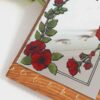 Wooden Mirror Key Hanger with Hand-Painted Red Flowers – Functional Wall Art