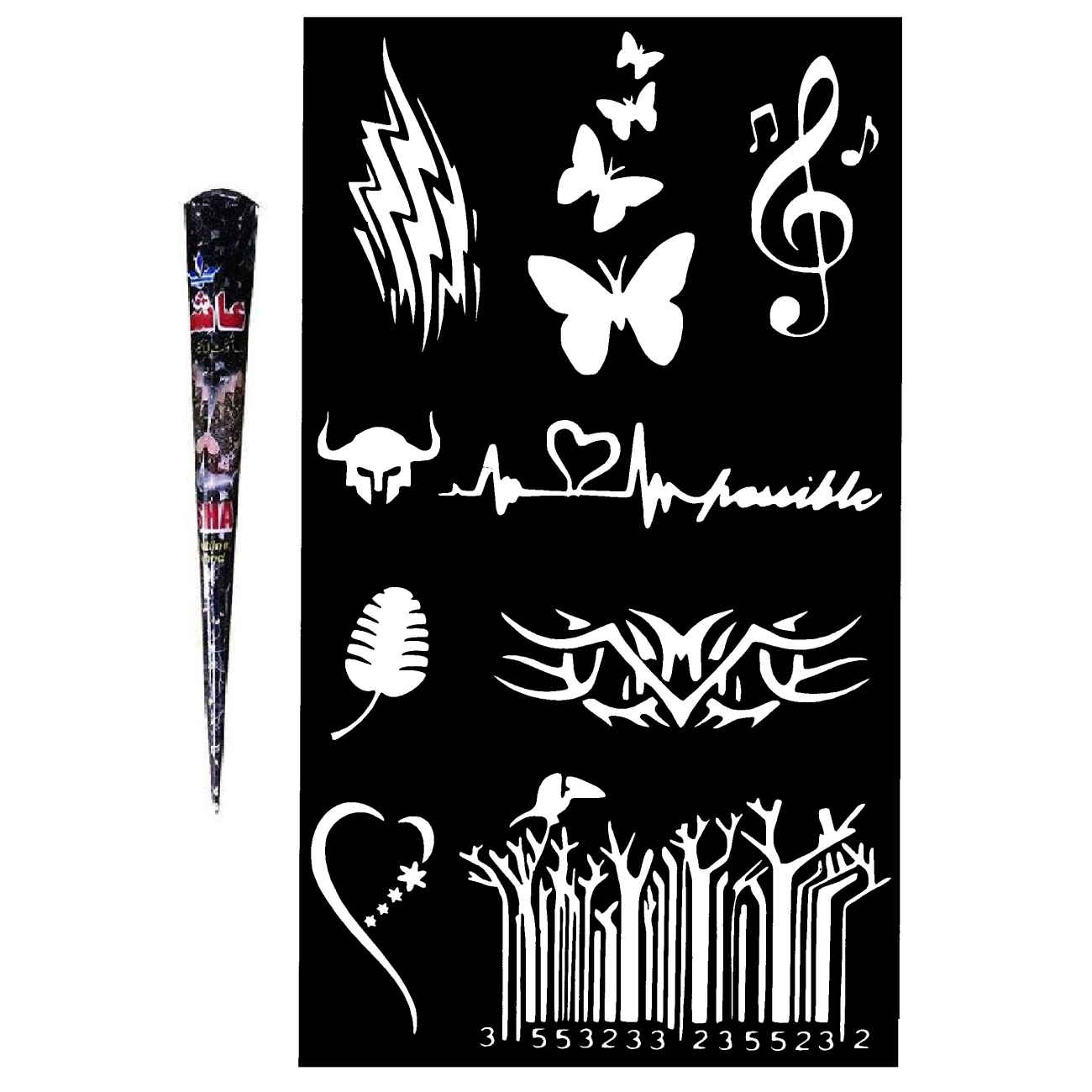 All-in-One Henna Set with Stencil Sheets – Create Stunning Temporary Designs (x10)