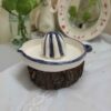 Boho Style Ceramic Citrus Juicer – White & Navy Blue Manual Hand Press